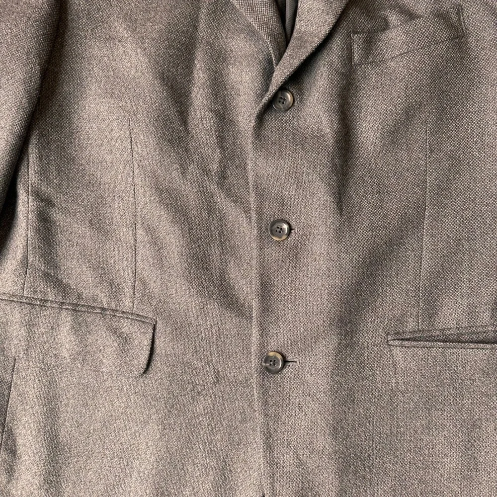 Oscar de la Renta Sport Coat Mens 44R Lambswool Cashmere Textured Grey Modern‎